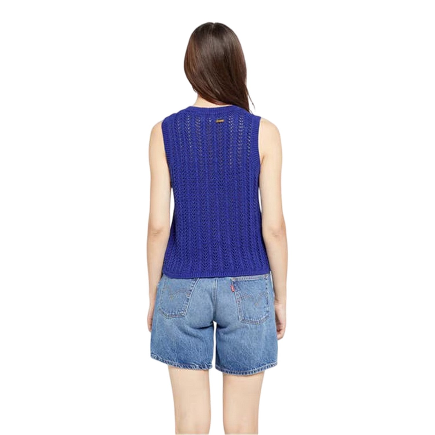 Mazarine Blue - Back - Levis Womens-Ladies Sunrise Crochet Tank Top