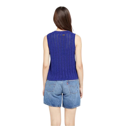Mazarine Blue - Back - Levis Womens-Ladies Sunrise Crochet Tank Top