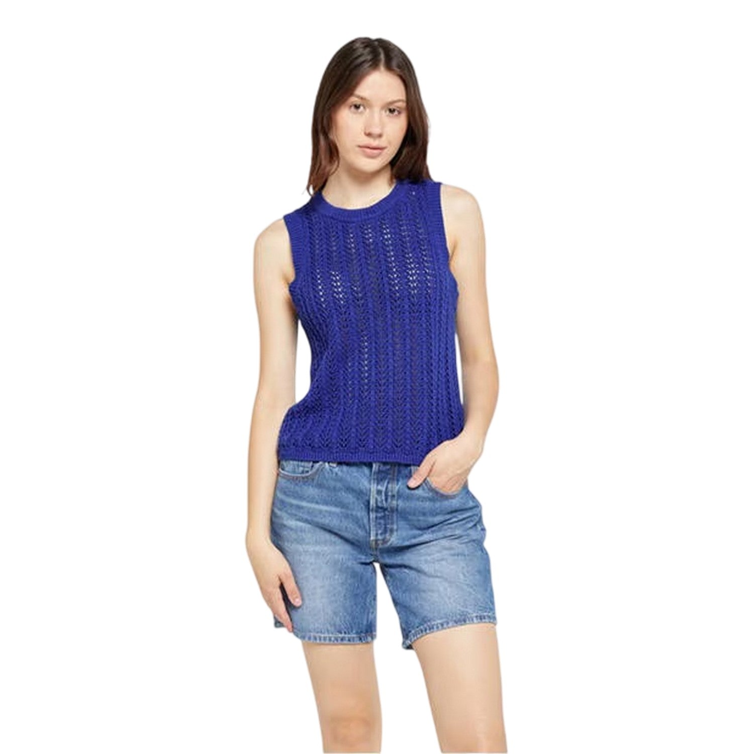 Mazarine Blue - Front - Levis Womens-Ladies Sunrise Crochet Tank Top