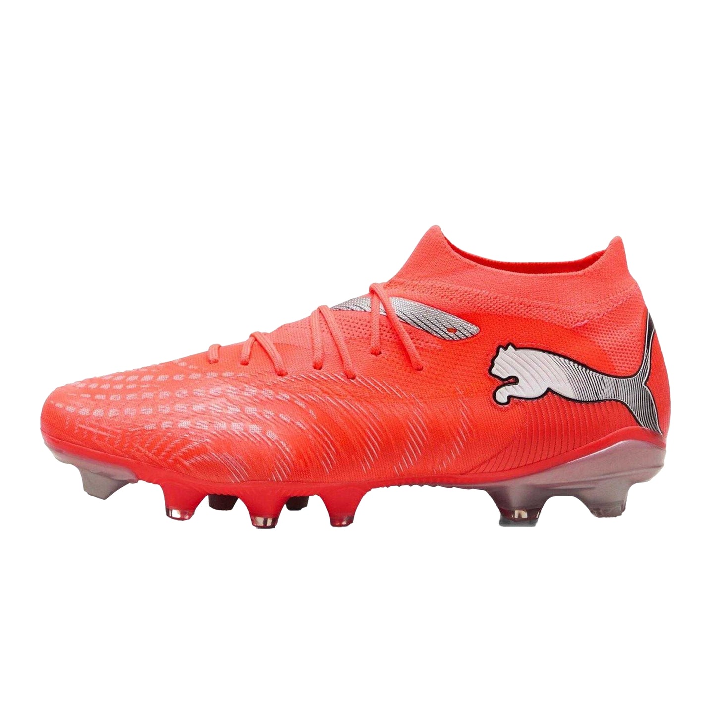 Red-Silver - Back - Puma Womens-Ladies Future 9 Match Firm Ground Football Boots