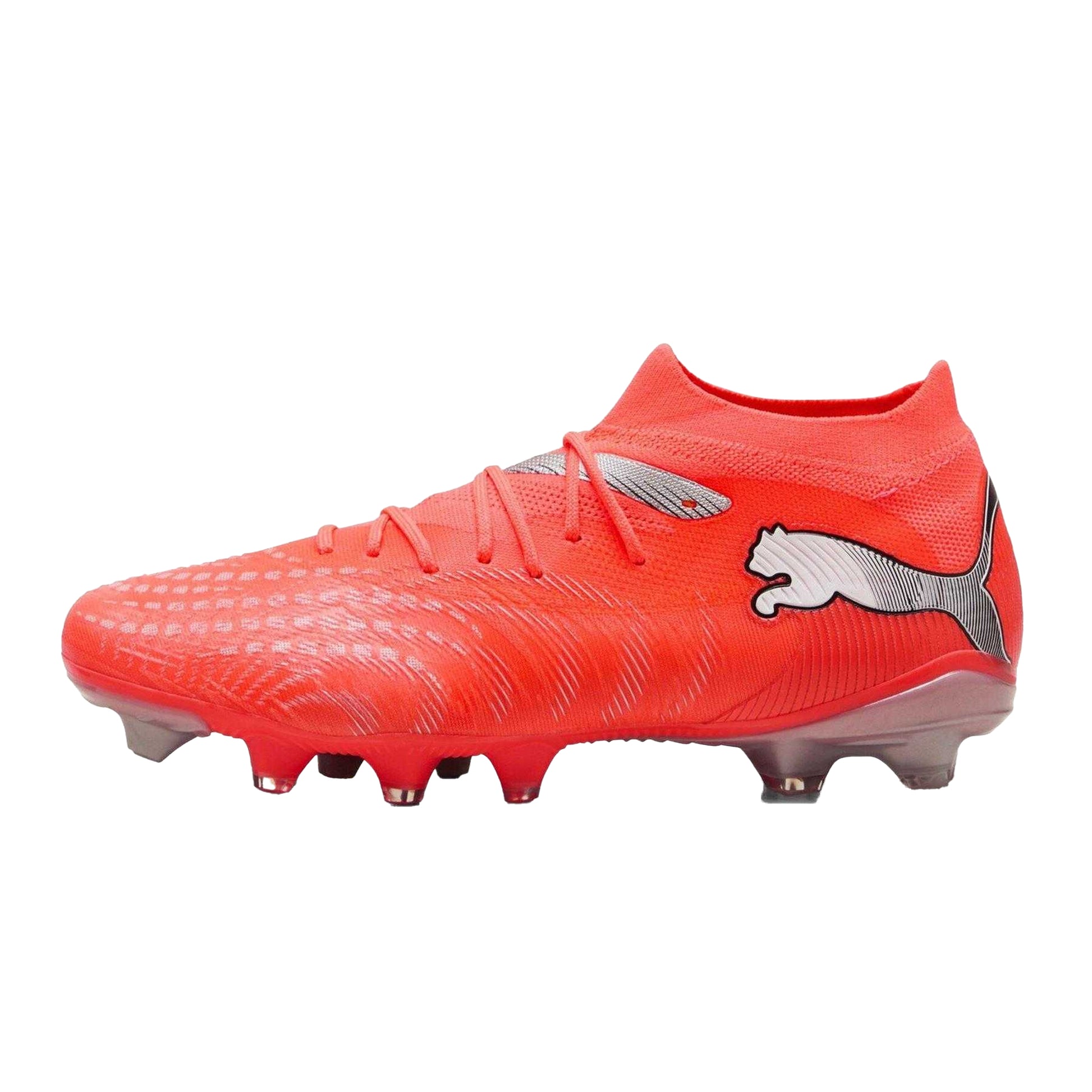 Red-Silver - Back - Puma Womens-Ladies Future 9 Match Firm Ground Football Boots