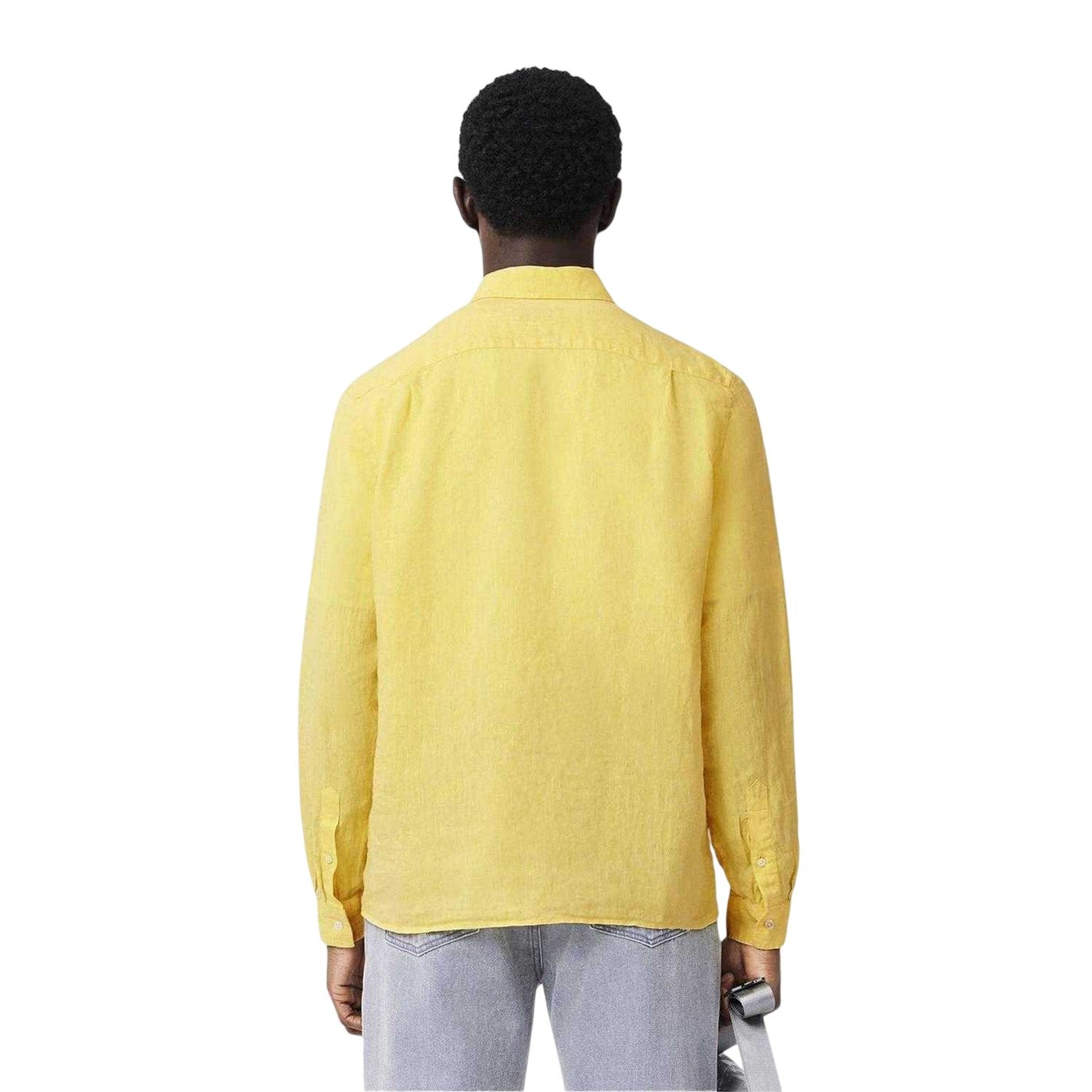 Yellow - Back - Lacoste Mens Linen Button-Down Shirt