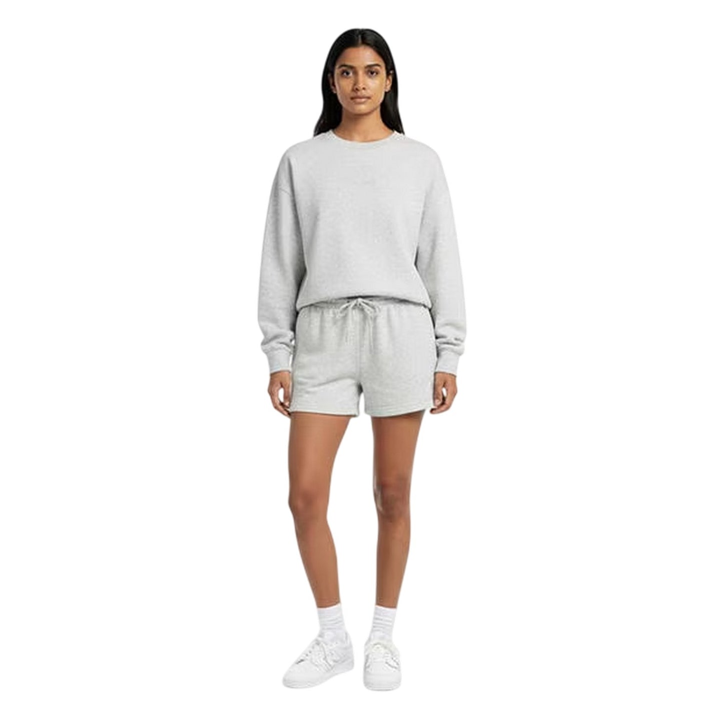 Light Grey - Lifestyle - New Balance Womens-Ladies French Terry Relaxed Fit Sweat Shorts