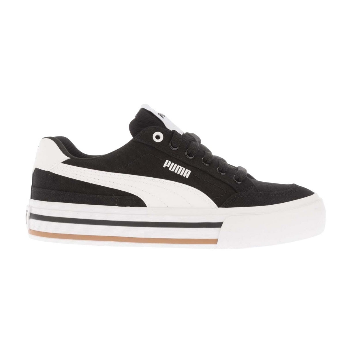 Black-White - Side - Puma Childrens-Kids Classic Vulc Court Trainers