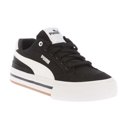 Black-White - Front - Puma Childrens-Kids Classic Vulc Court Trainers