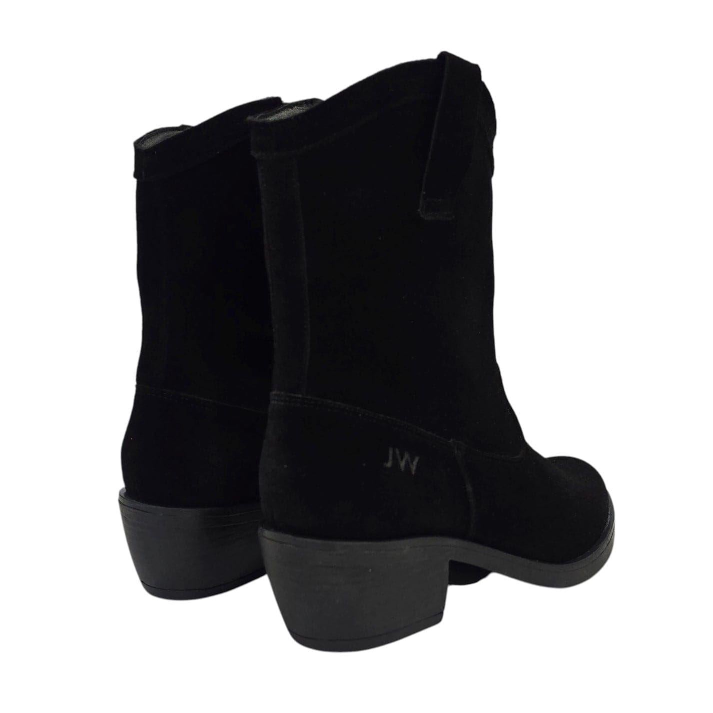 Black - Back - Jack Wills Womens-Ladies Dalida Suede Block Heel Western Boots
