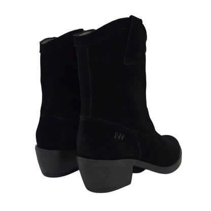 Black - Back - Jack Wills Womens-Ladies Dalida Suede Block Heel Western Boots