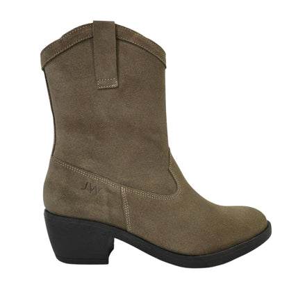 Taupe - Front - Jack Wills Womens-Ladies Dalida Suede Block Heel Western Boots