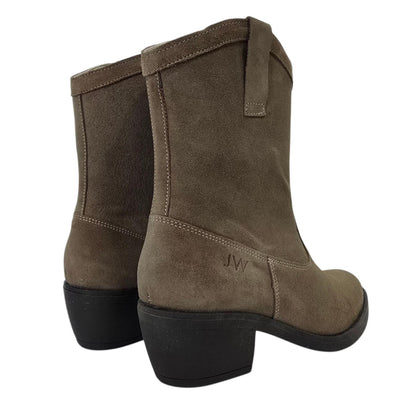 Taupe - Back - Jack Wills Womens-Ladies Dalida Suede Block Heel Western Boots