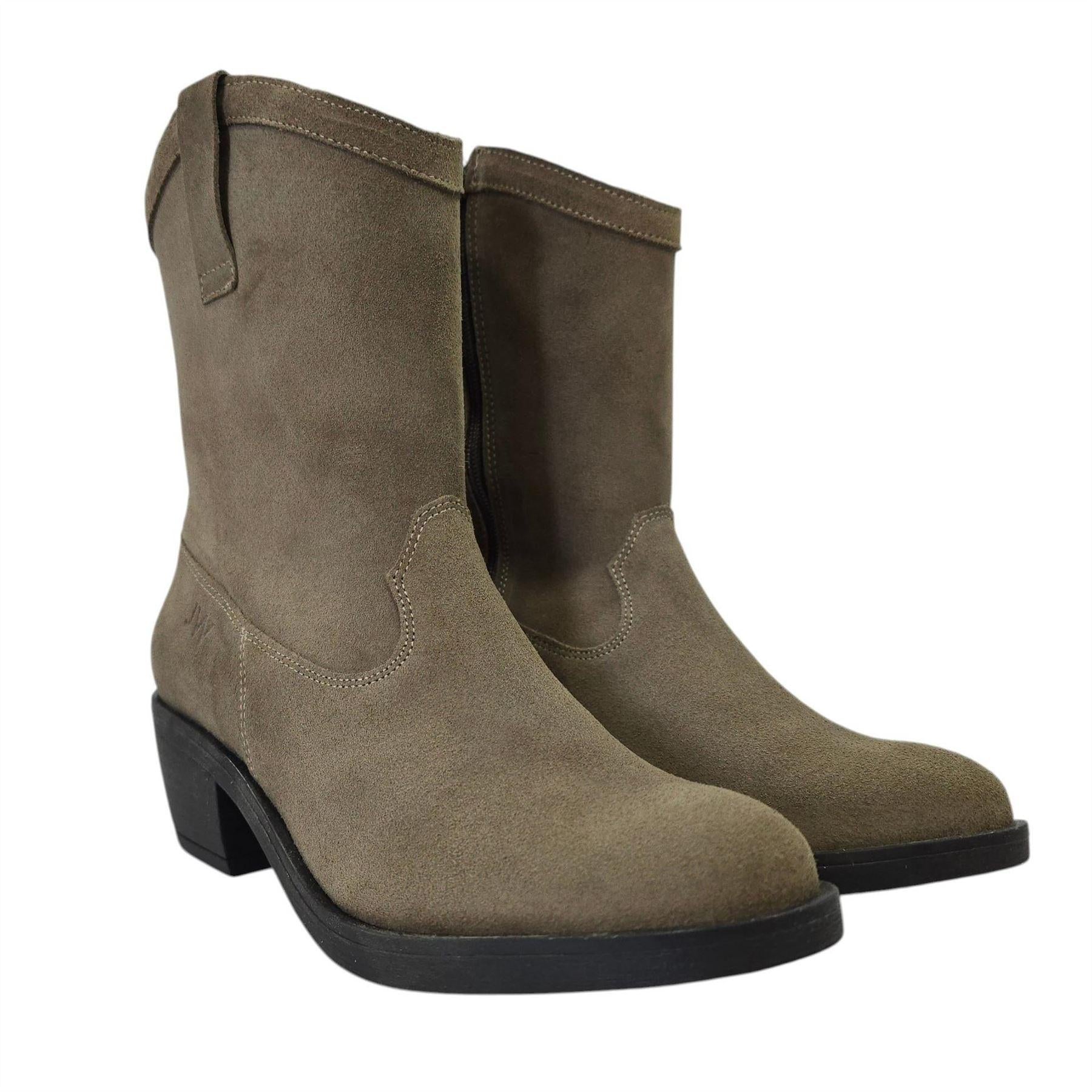 Taupe - Lifestyle - Jack Wills Womens-Ladies Dalida Suede Block Heel Western Boots