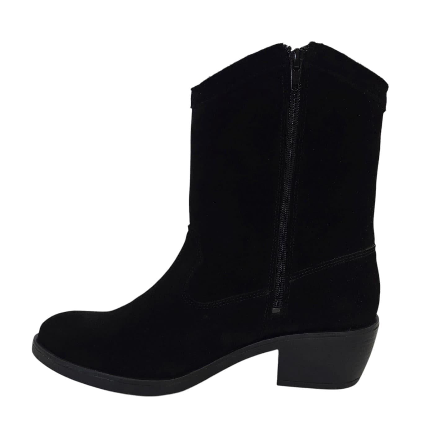 Black - Side - Jack Wills Womens-Ladies Dalida Suede Block Heel Western Boots