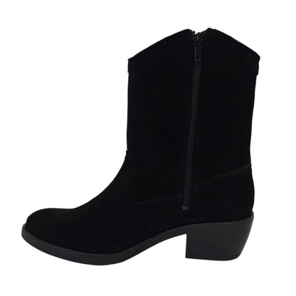 Black - Side - Jack Wills Womens-Ladies Dalida Suede Block Heel Western Boots