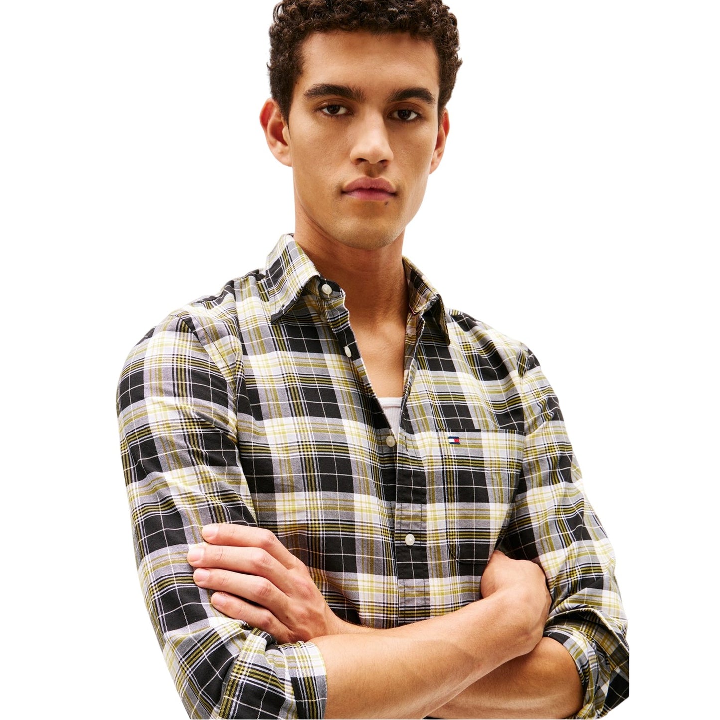 Aegean Sea-Check - Side - Tommy Hilfiger Mens Regular Button-Down Shirt