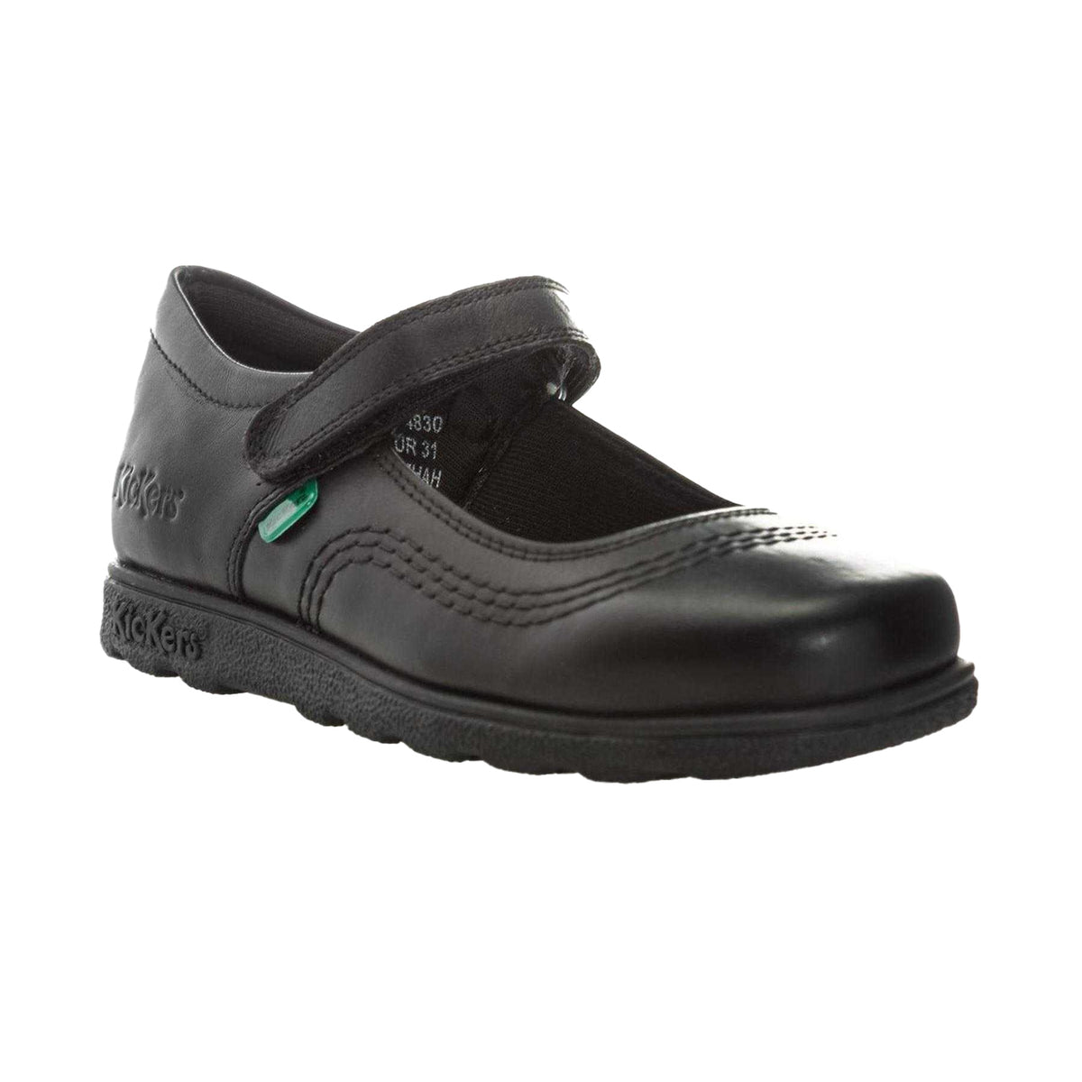 Black - Pack Shot - Kickers Girls Fragma Pop Leather School Shoes