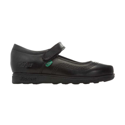 Black - Front - Kickers Girls Fragma Pop Leather School Shoes