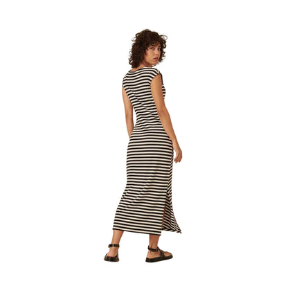 Black - Back - Nobody´s Child Womens-Ladies Horizontal Stripe Boat Neck T-Shirt Dress