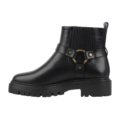Black - Back - Jack Wills Womens-Ladies Leather Block Heel Motorcycle Boots