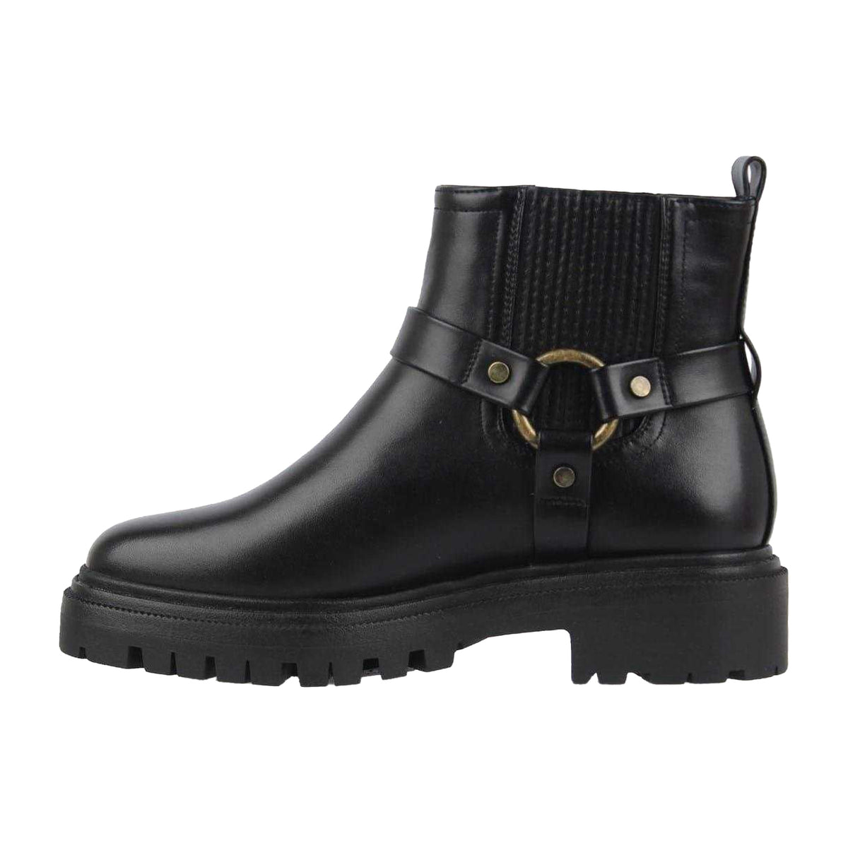 Black - Back - Jack Wills Womens-Ladies Leather Block Heel Motorcycle Boots