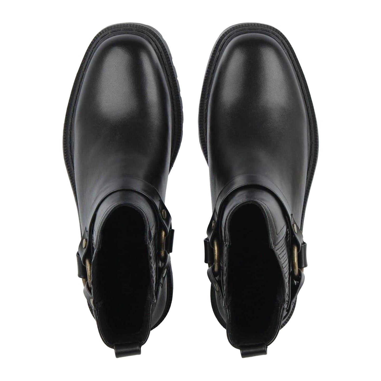 Black - Side - Jack Wills Womens-Ladies Leather Block Heel Motorcycle Boots