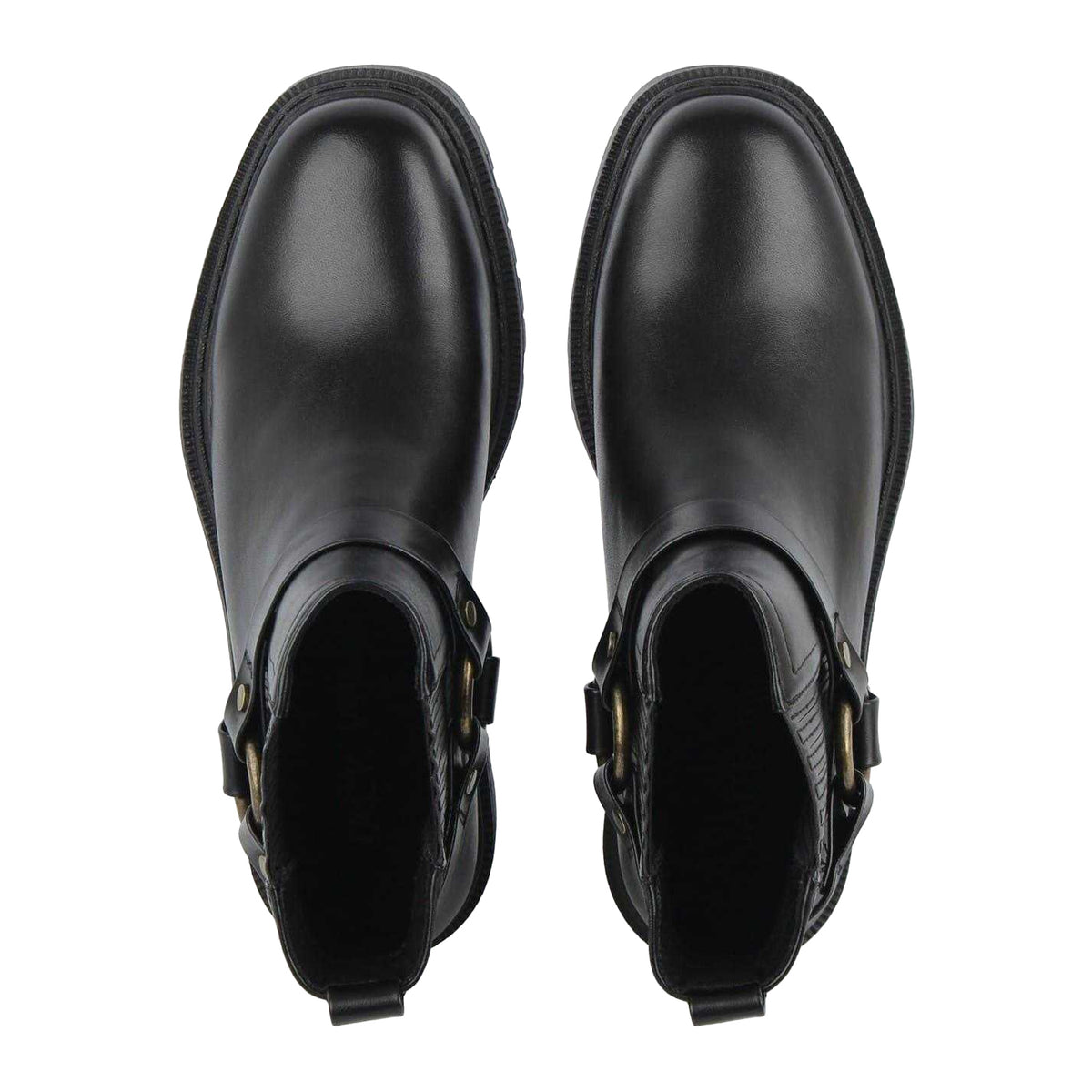 Black - Side - Jack Wills Womens-Ladies Leather Block Heel Motorcycle Boots
