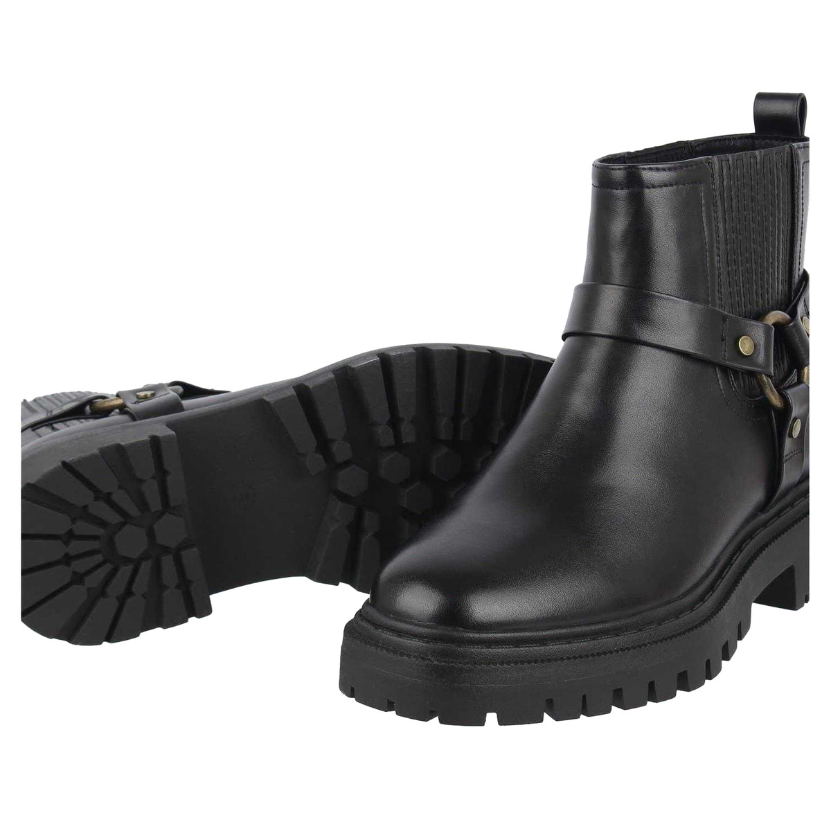 Black - Lifestyle - Jack Wills Womens-Ladies Leather Block Heel Motorcycle Boots