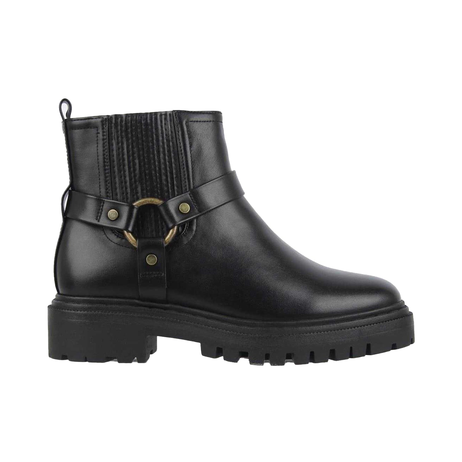 Black - Front - Jack Wills Womens-Ladies Leather Block Heel Motorcycle Boots