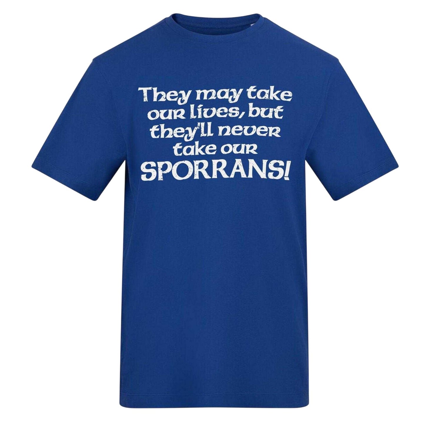 Blue - Front - AWD Mens They´ll Never Take Our Sporrans! T-Shirt