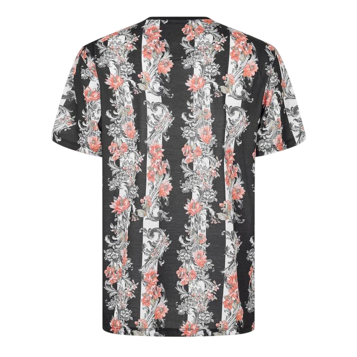 Black - Back - Criminal Damage Mens Chalky Floral Stripe T-Shirt