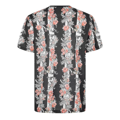 Black - Back - Criminal Damage Mens Chalky Floral Stripe T-Shirt