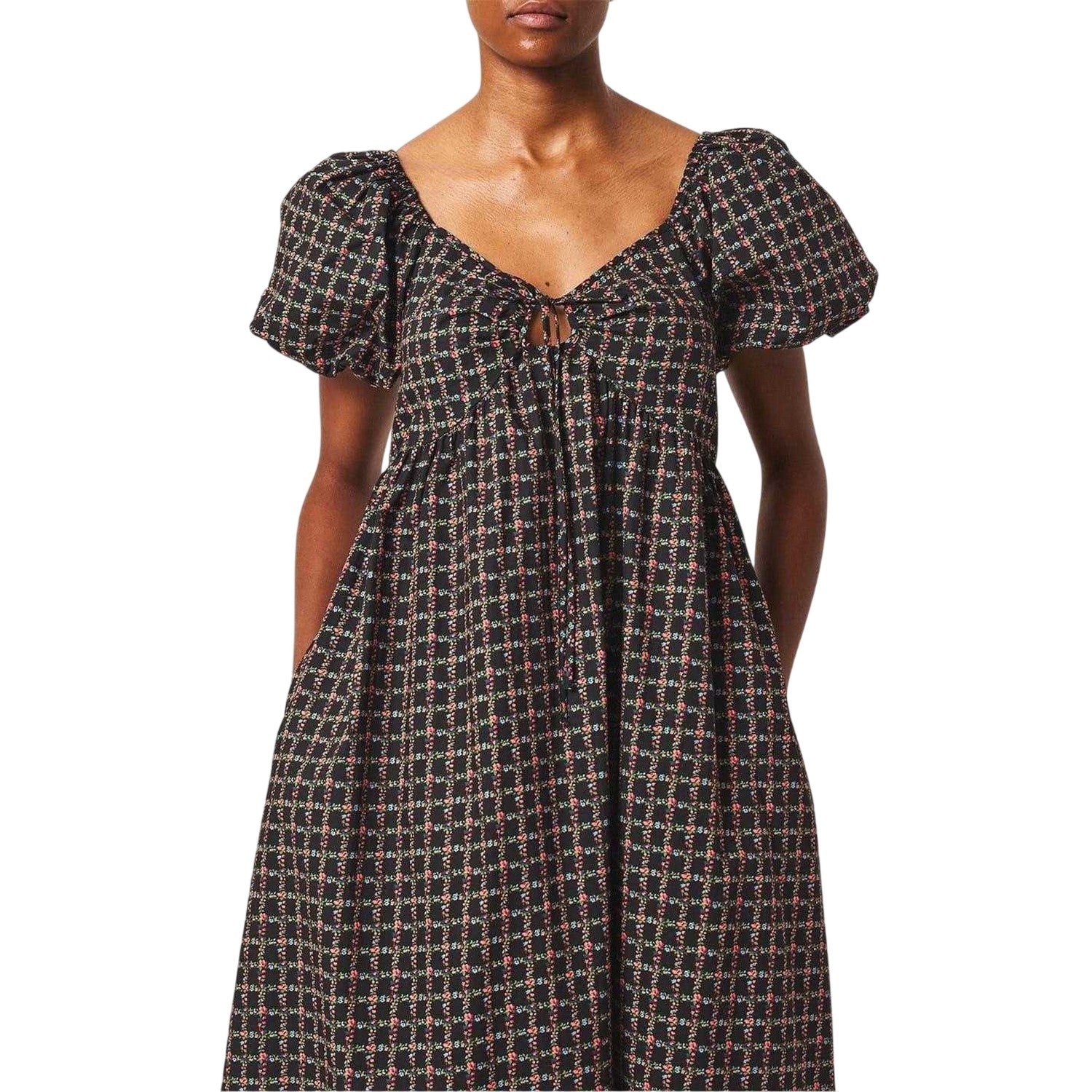 Black-Multicoloured - Side - Nobody´s Child Womens-Ladies Check Floral Midi Dress