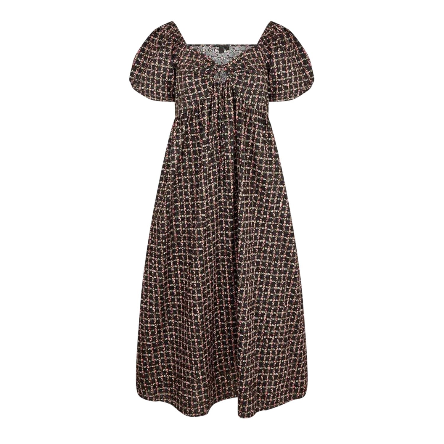 Black-Multicoloured - Front - Nobody´s Child Womens-Ladies Check Floral Midi Dress