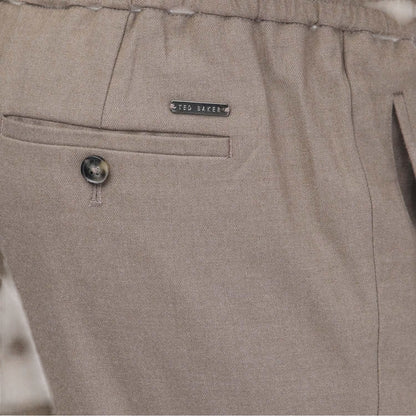 Taupe - Side - Ted Baker Mens Giggs Drawcord Slim Trousers