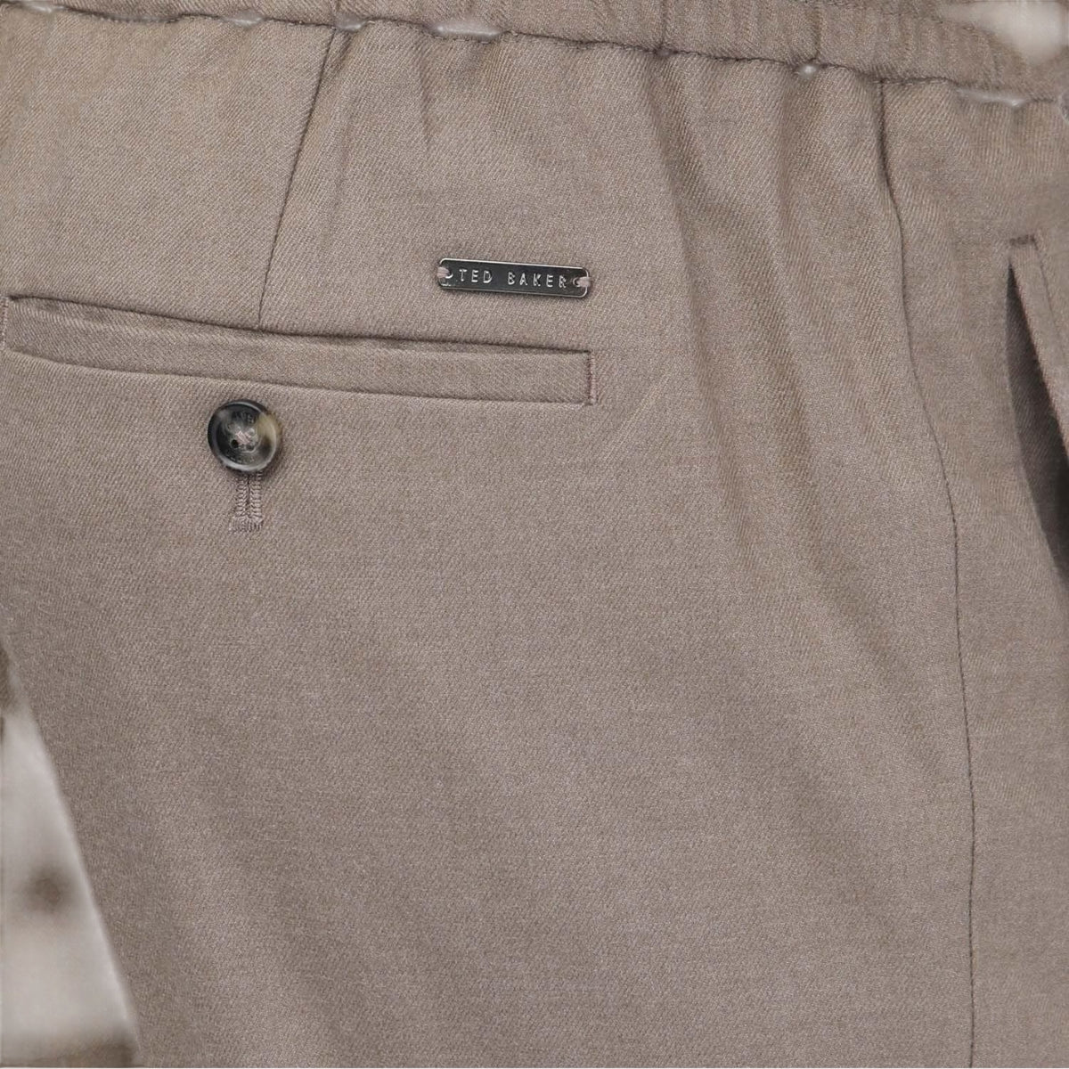 Taupe - Side - Ted Baker Mens Giggs Drawcord Slim Trousers