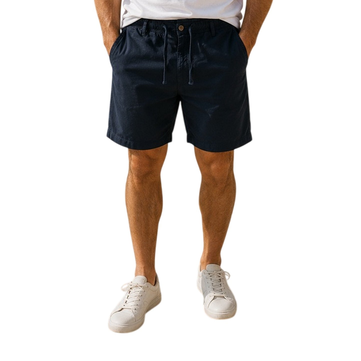 Dark Navy - Side - Jack And Jones Mens Linen Blend Shorts