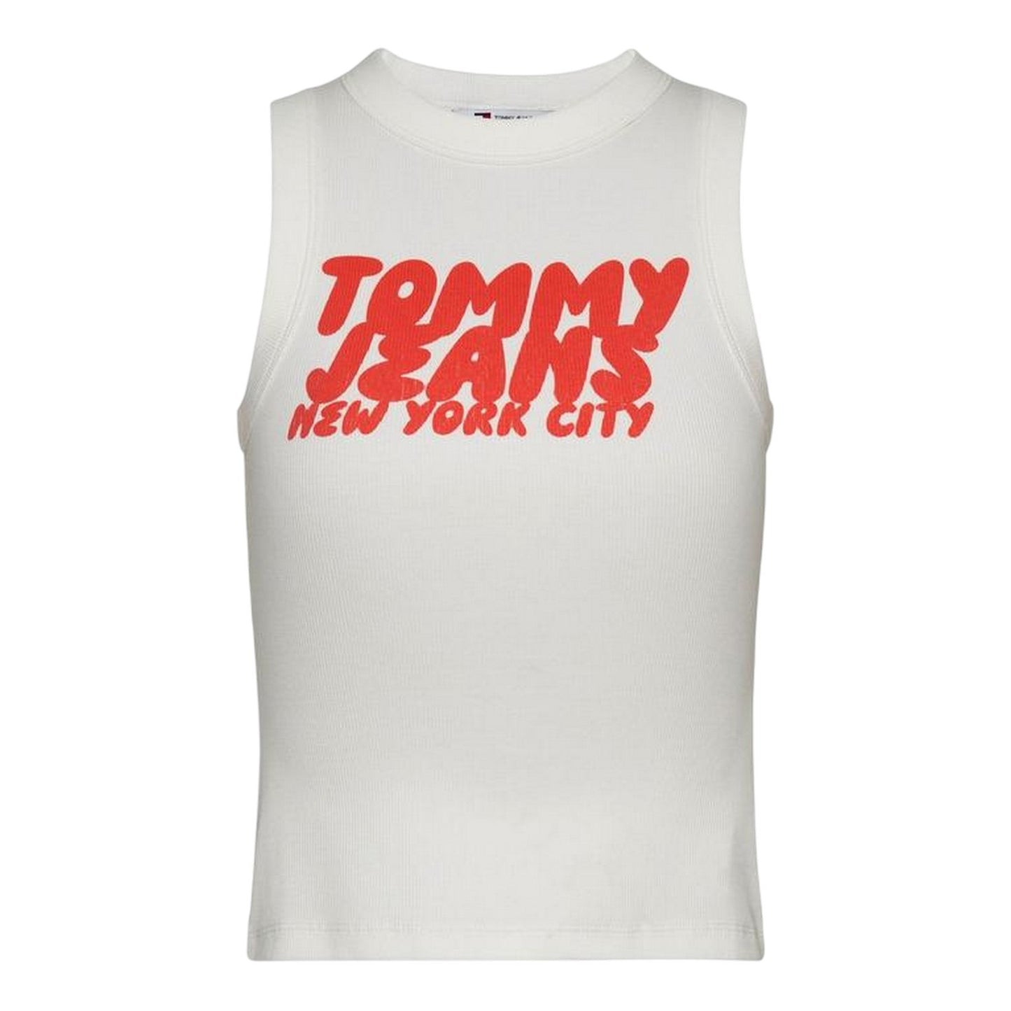 Ecru - Front - Tommy Jeans Womens-Ladies New York City Ribbed Tank Top