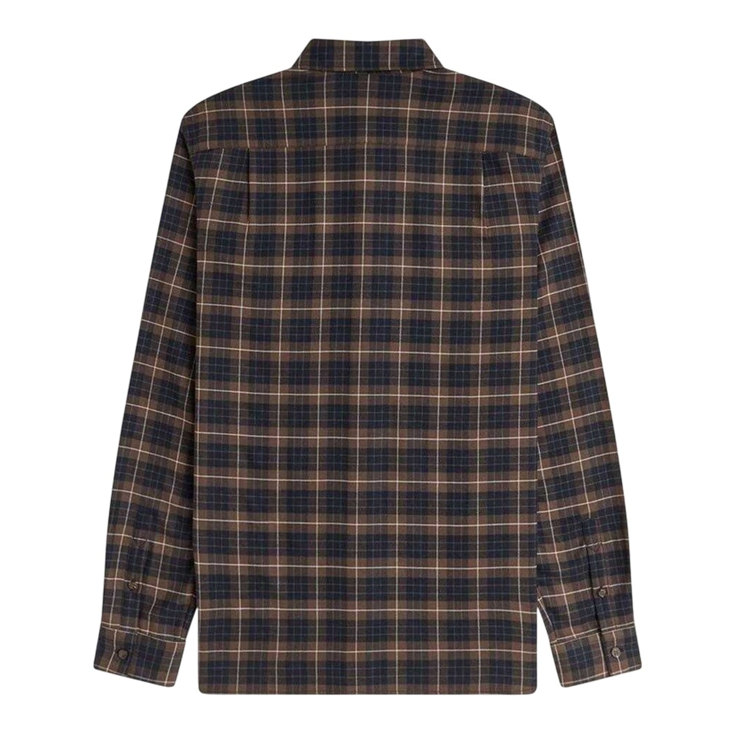 Tobacco - Back - Fred Perry Mens Tartan Button-Down Shirt