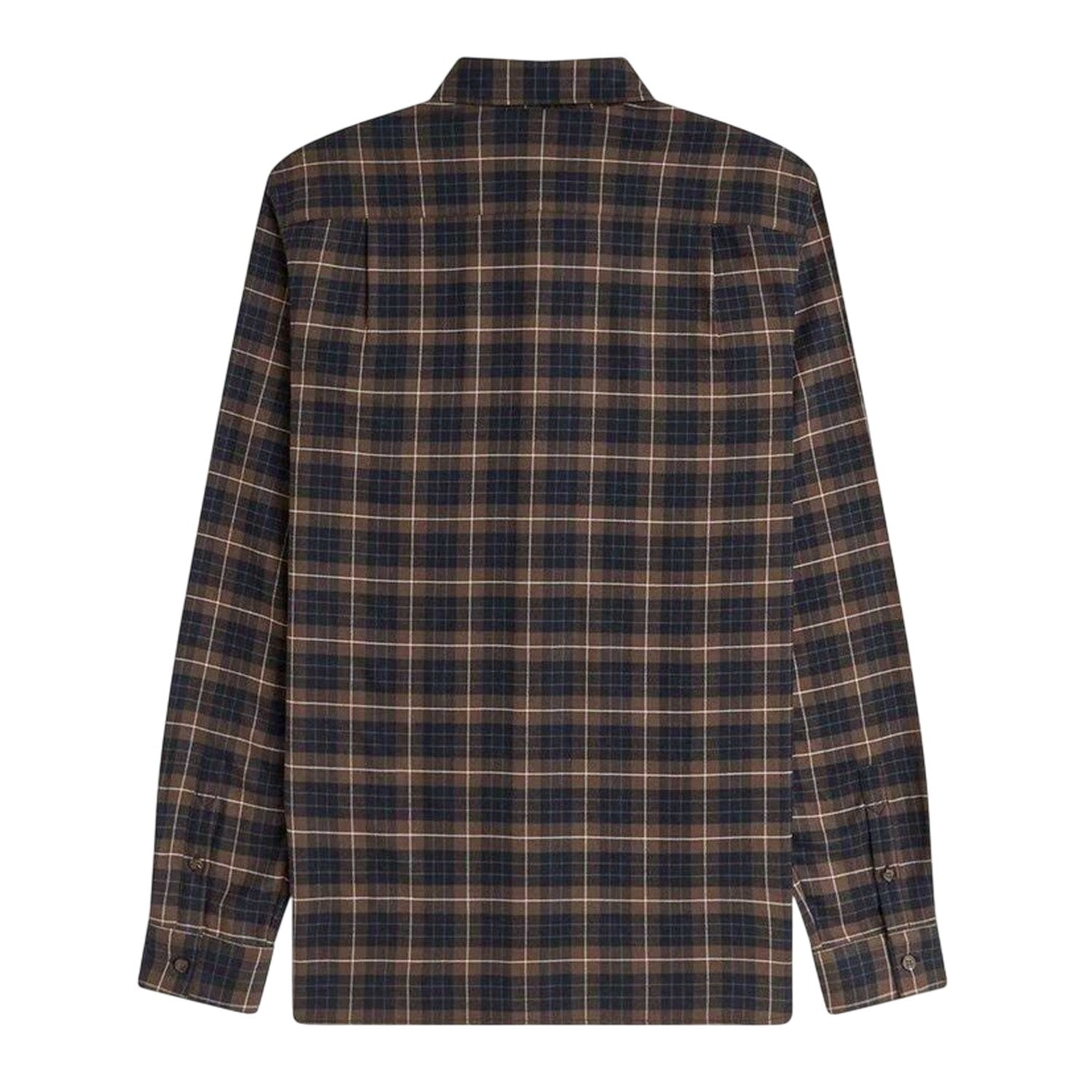 Tobacco - Back - Fred Perry Mens Tartan Button-Down Shirt