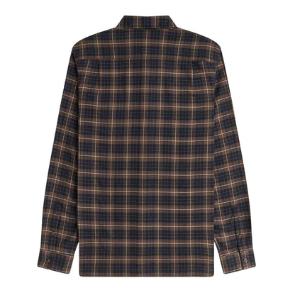 Tobacco - Back - Fred Perry Mens Tartan Button-Down Shirt
