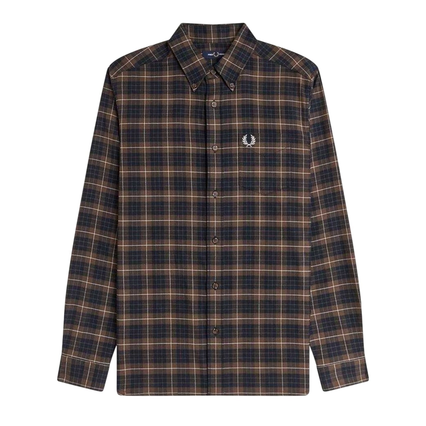 Tobacco - Front - Fred Perry Mens Tartan Button-Down Shirt