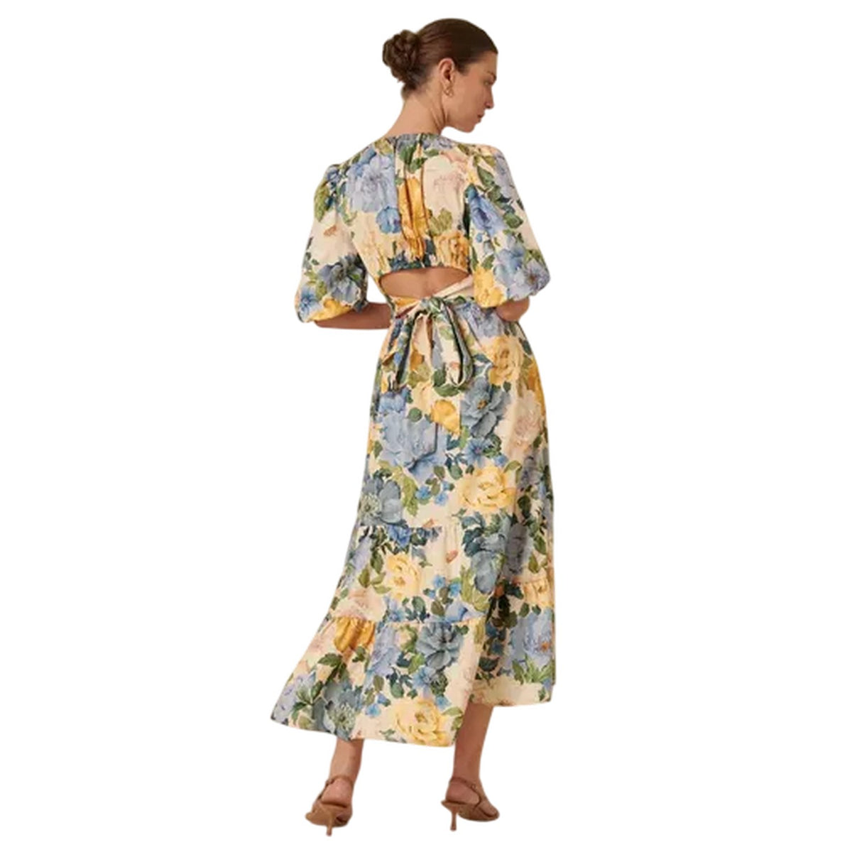 Multicoloured - Back - Nobody´s Child Womens-Ladies Floral Pattern 3-4 Sleeve Maxi Dress