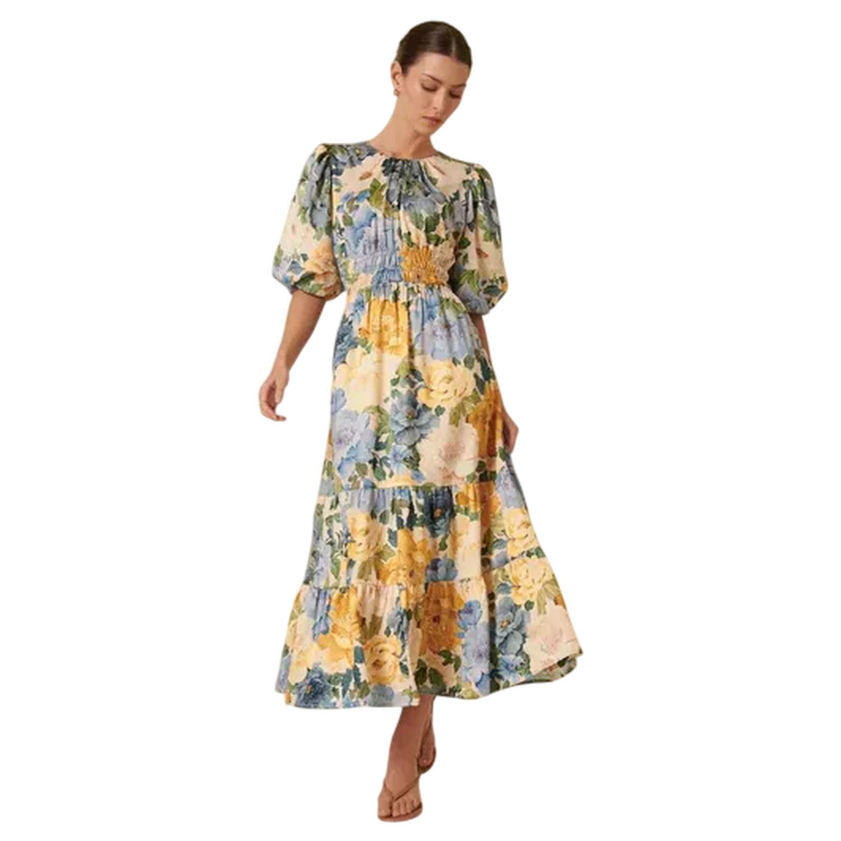 Multicoloured - Side - Nobody´s Child Womens-Ladies Floral Pattern 3-4 Sleeve Maxi Dress