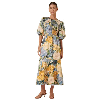 Multicoloured - Front - Nobody´s Child Womens-Ladies Floral Pattern 3-4 Sleeve Maxi Dress