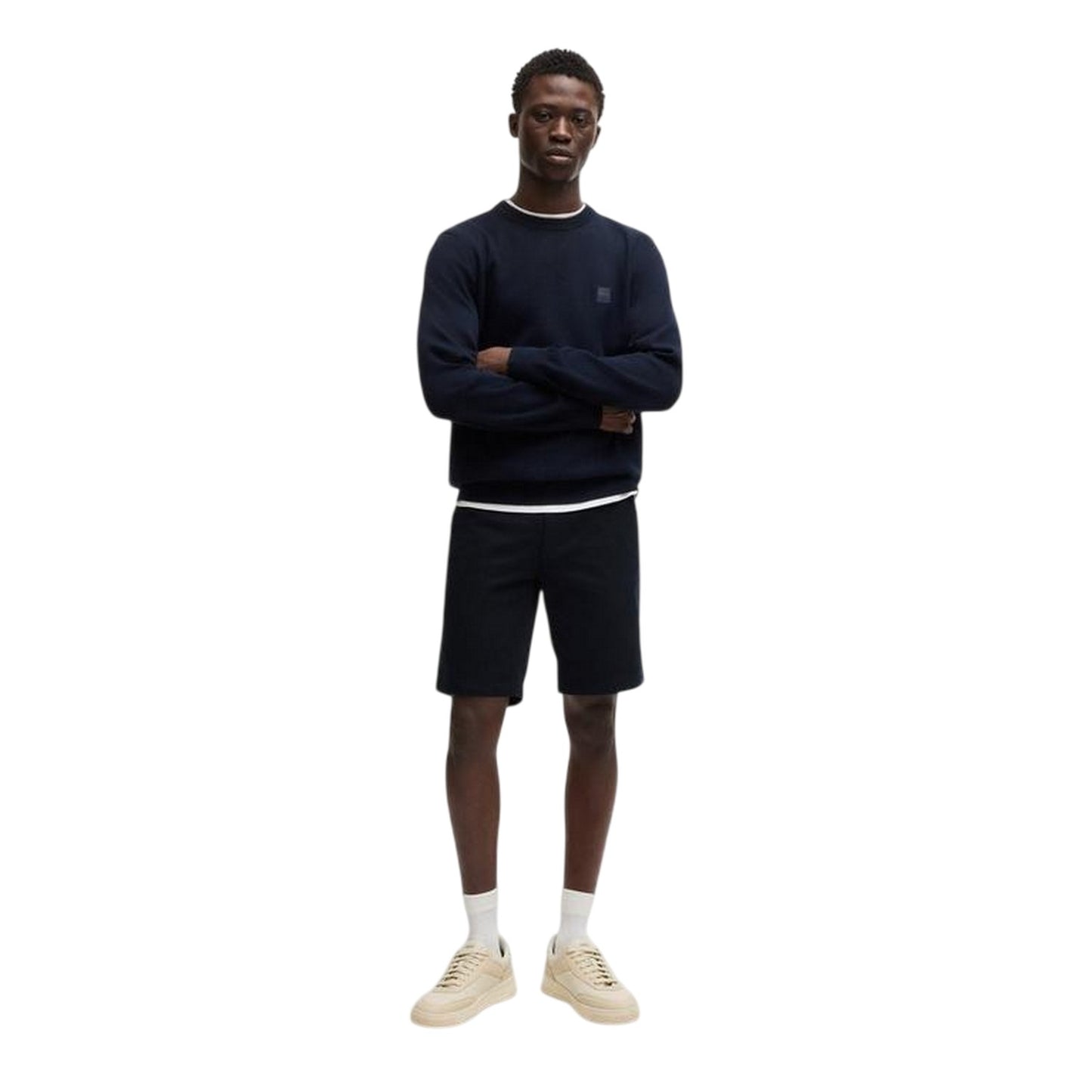 Dark Blue - Side - Boss Mens Slim Chino Shorts