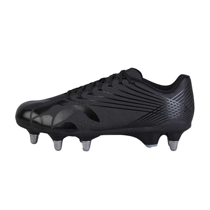 Black-Silver - Back - Canterbury Mens Stampede Groundbreak Team Patterned Leather Soft Ground Rugby Boots