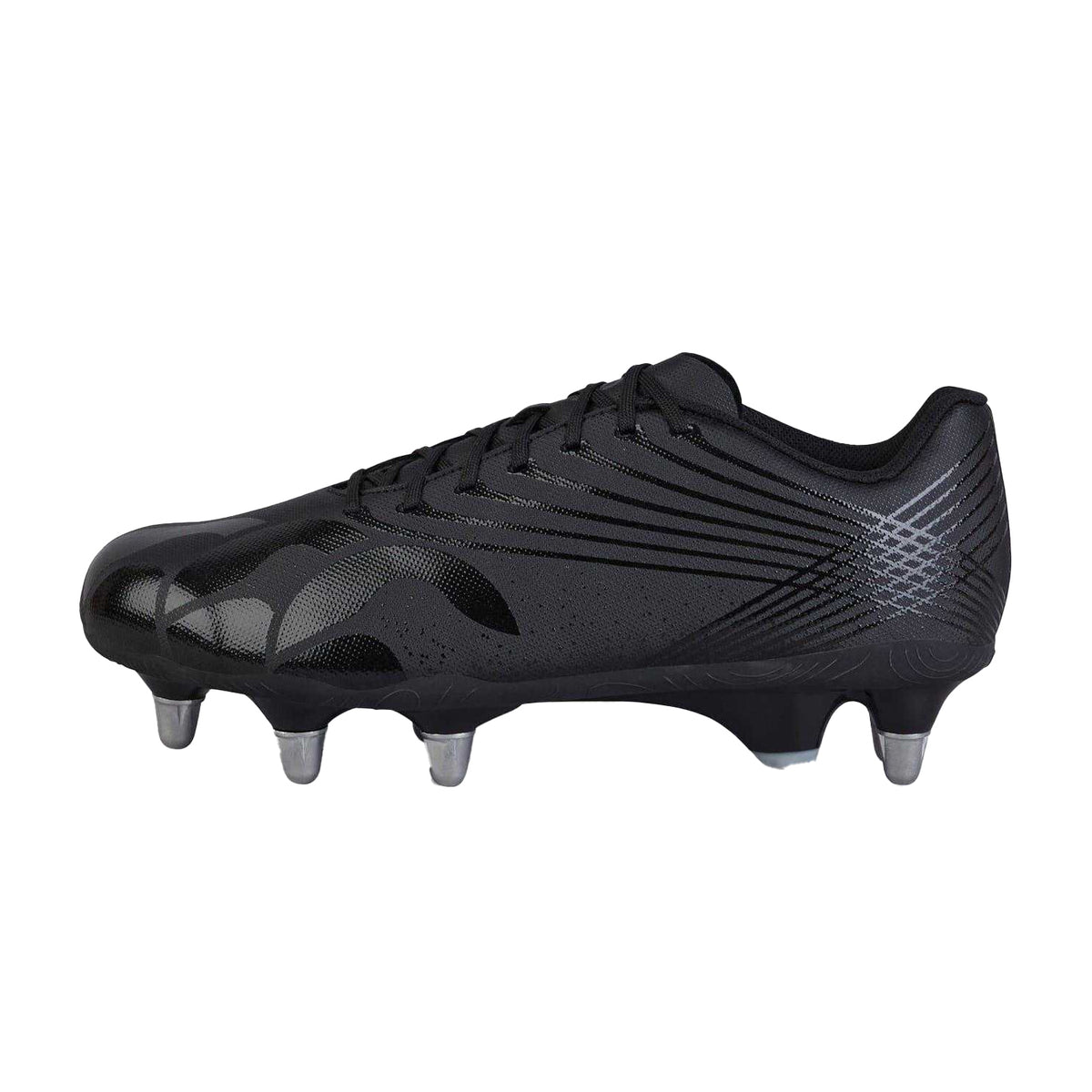 Black-Silver - Back - Canterbury Mens Stampede Groundbreak Team Patterned Leather Soft Ground Rugby Boots