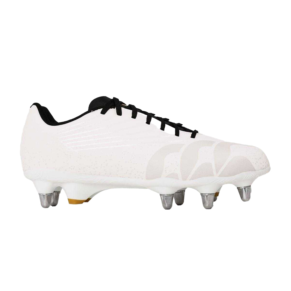 White - Front - Canterbury Mens Stampede Groundbreak Team Patterned Leather Soft Ground Rugby Boots