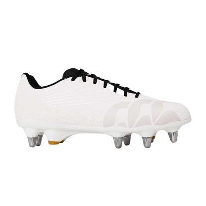 White - Front - Canterbury Mens Stampede Groundbreak Team Patterned Leather Soft Ground Rugby Boots