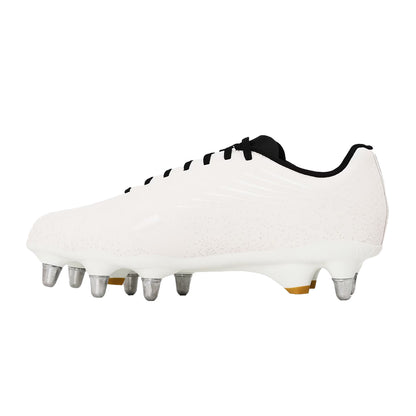 White - Back - Canterbury Mens Stampede Groundbreak Team Patterned Leather Soft Ground Rugby Boots