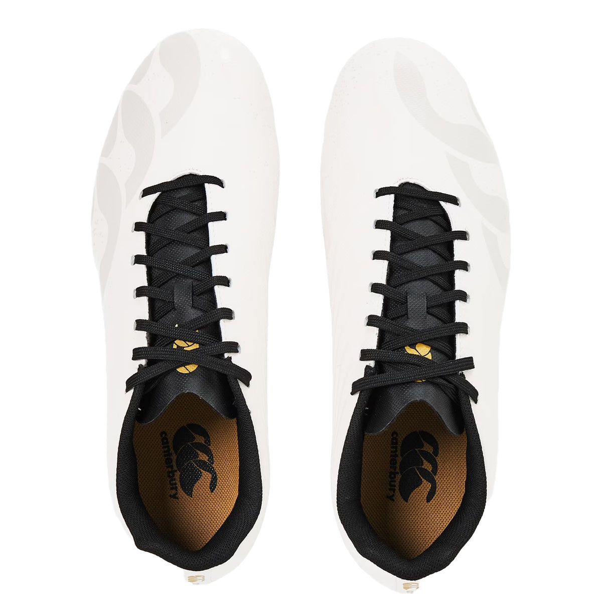 White - Side - Canterbury Mens Stampede Groundbreak Team Patterned Leather Soft Ground Rugby Boots