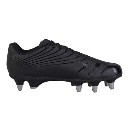 Black-Silver - Front - Canterbury Mens Stampede Groundbreak Team Patterned Leather Soft Ground Rugby Boots